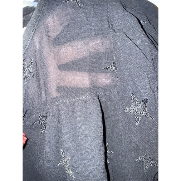 Michael Stars Black Star Blouse XS Semi Sheer Long Sleeves Whimsigoth - Picture 2 of 6